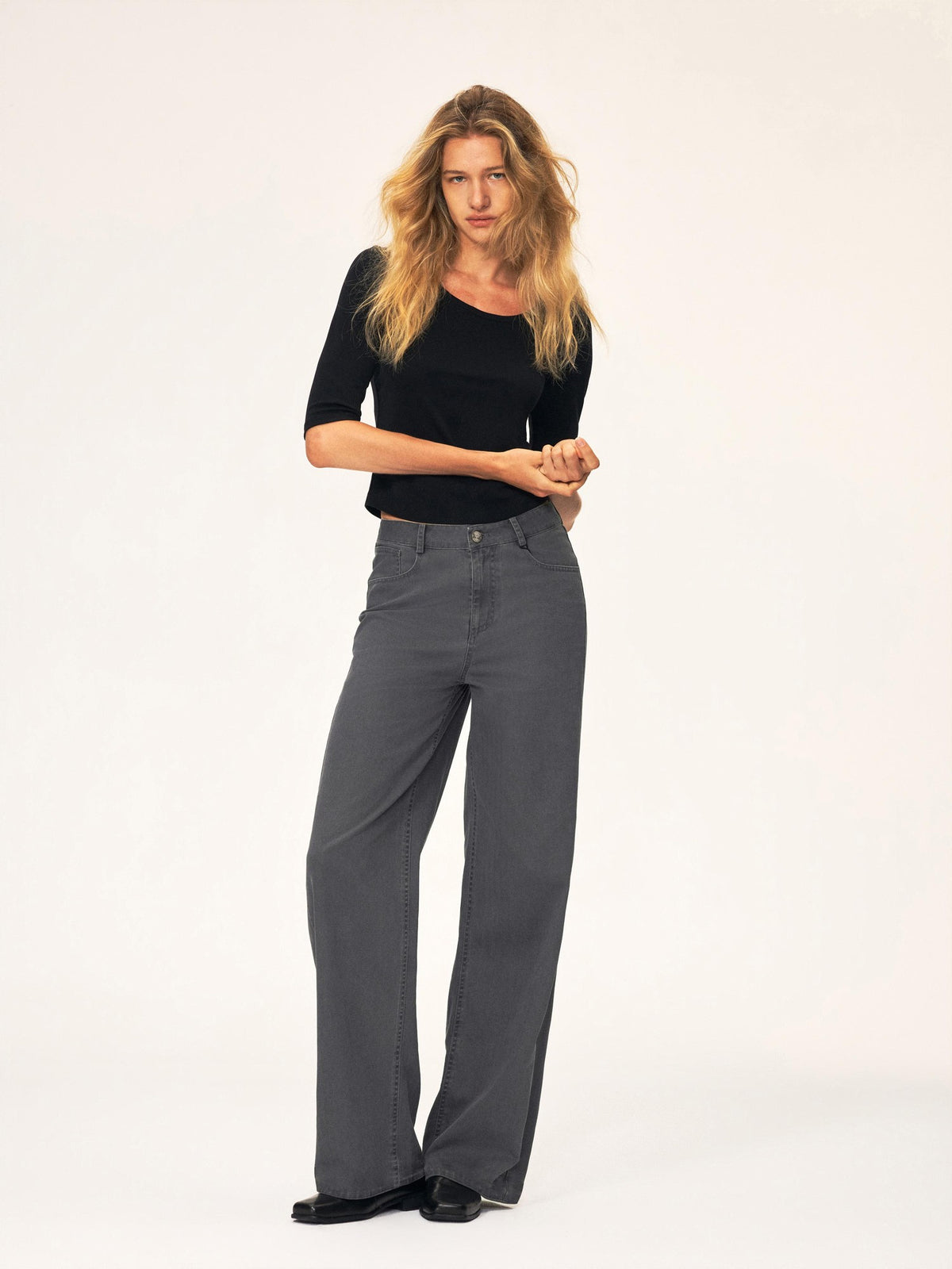 Northbutsouth Washed Faded Textured Mid Low Rise Cotton Women&
