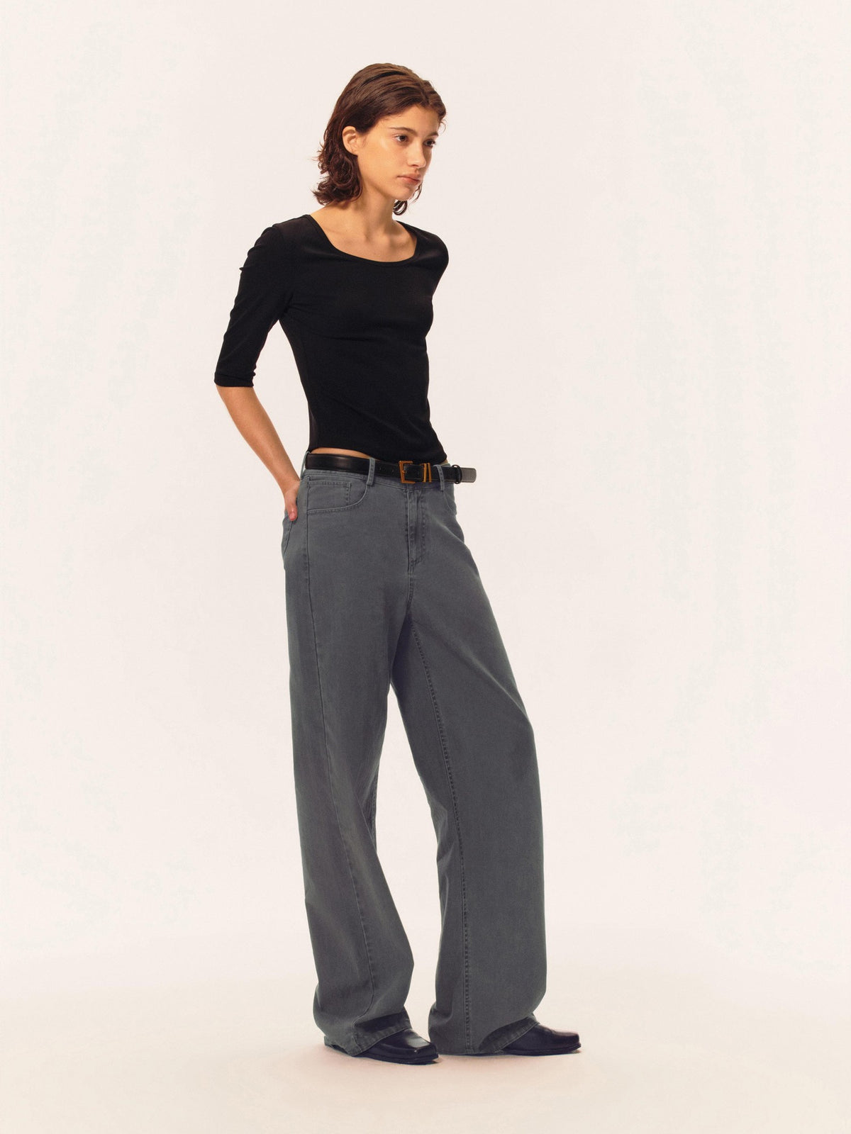 Northbutsouth Washed Faded Textured Mid Low Rise Cotton Women&