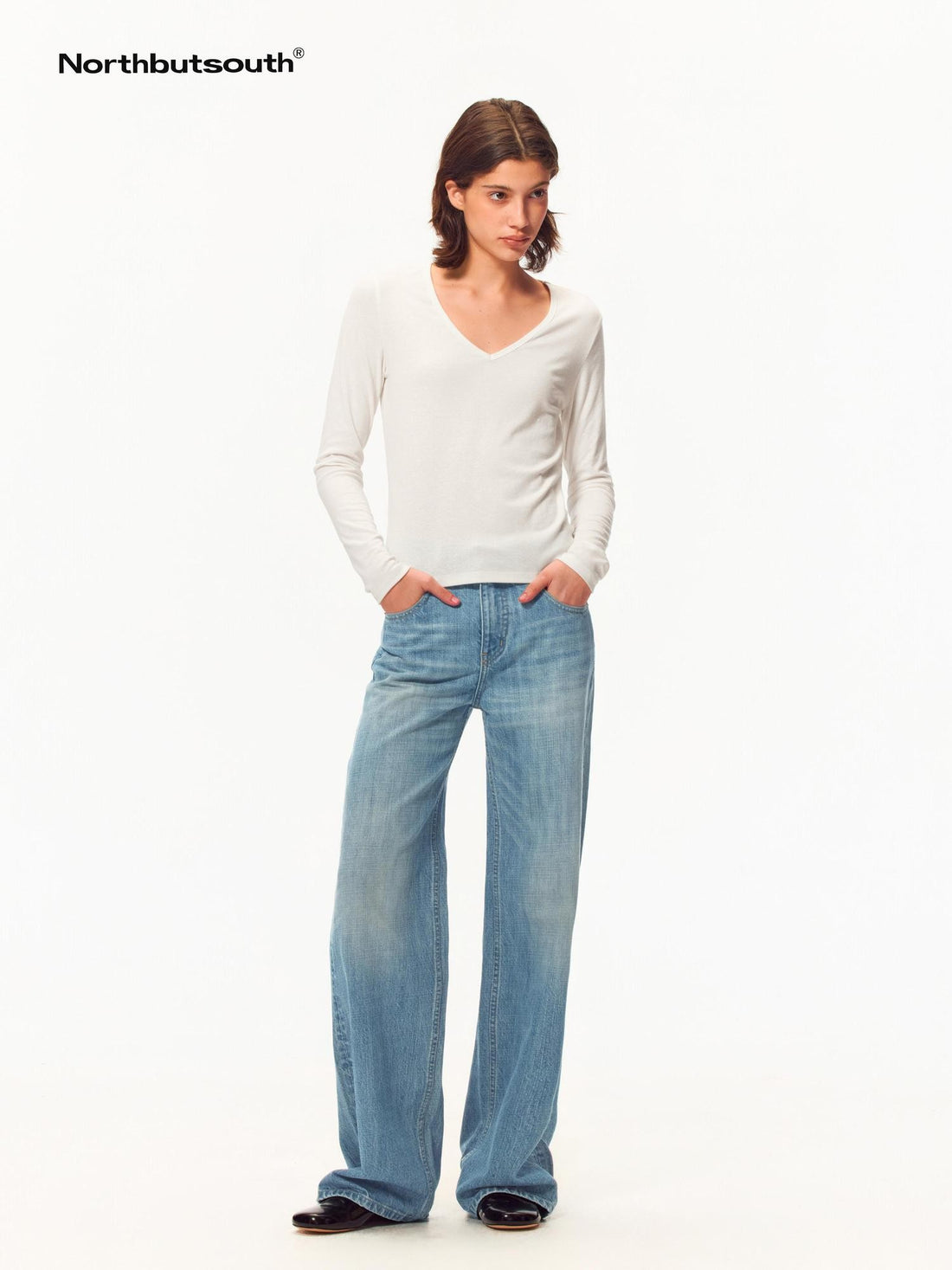 Northbutsouth Washed Gradient Faded Bamboo Texture Women&