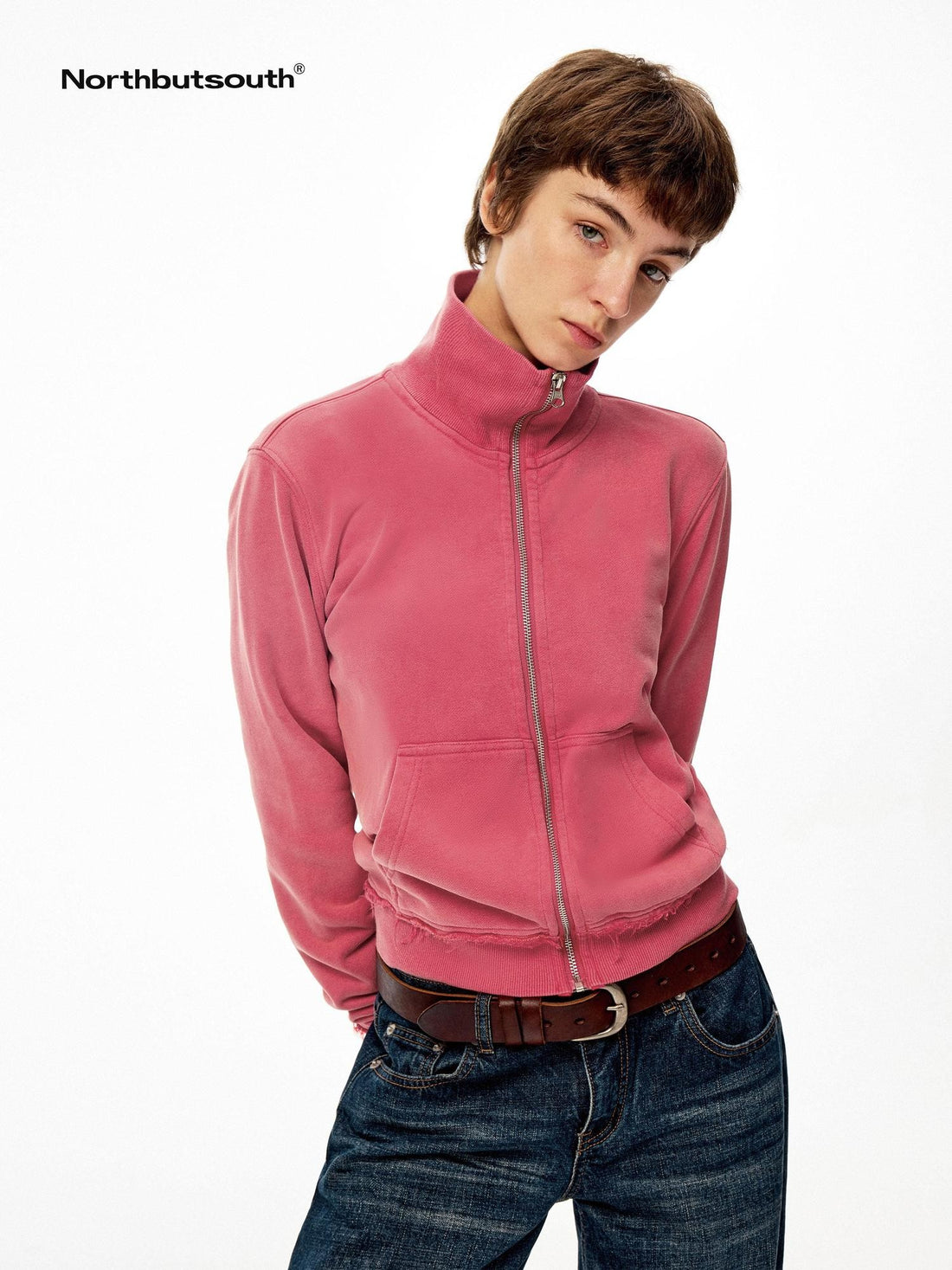 Northbutsouth Washed Vintage Distressed Layered Outerwear Women&
