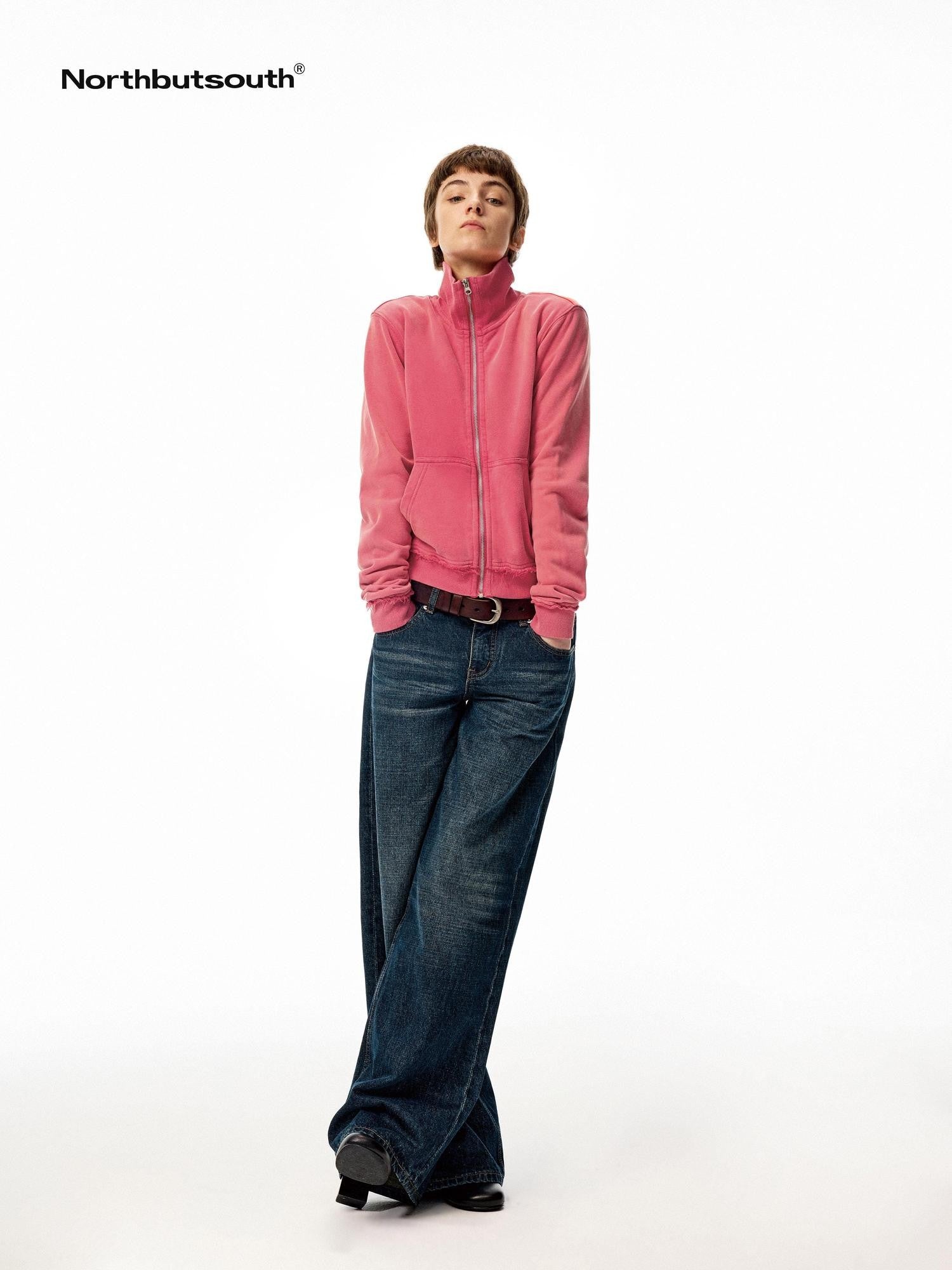 Northbutsouth Washed Vintage Distressed Layered Outerwear Women&