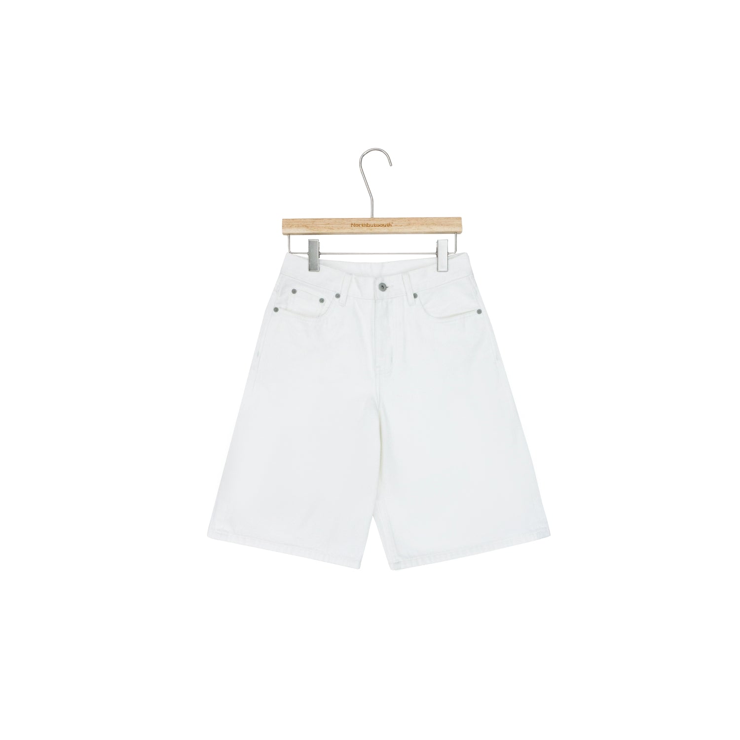 Northbutsouth White Denim Shorts Relaxed Fit Casual Stretch Five Pocket Mid Thigh MISSTT