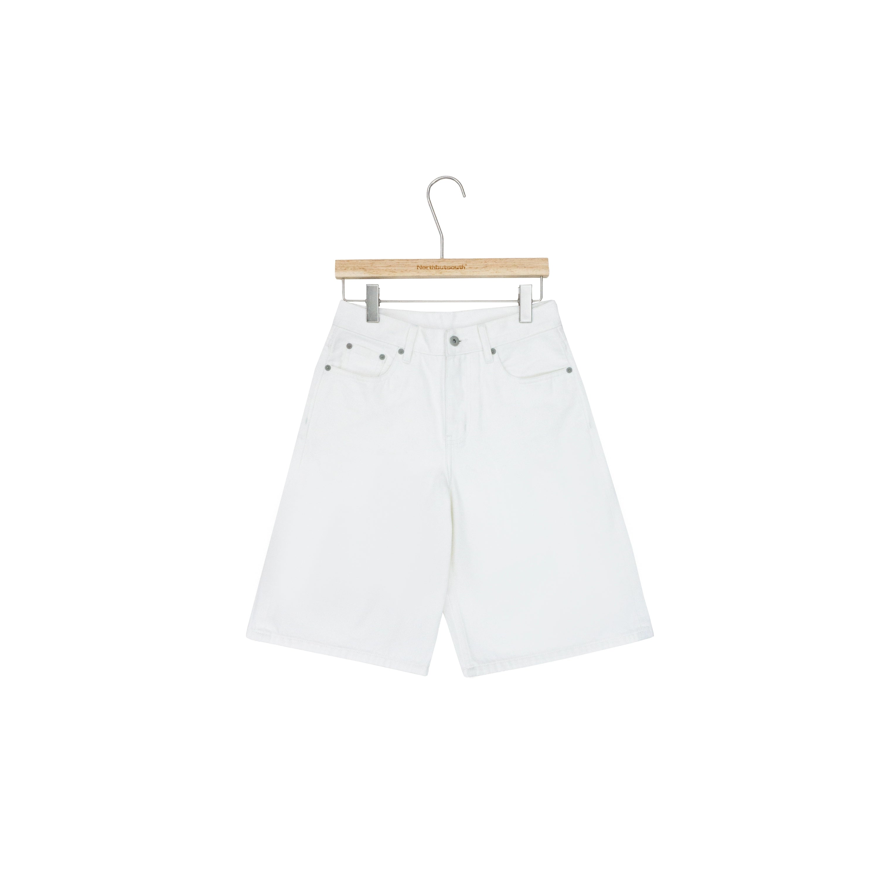 Northbutsouth White Denim Shorts Relaxed Fit Casual Stretch Five Pocket Mid Thigh MISSTT