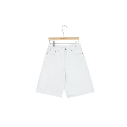 Northbutsouth White Denim Shorts Relaxed Fit Casual Stretch Five Pocket Mid Thigh MISSTT