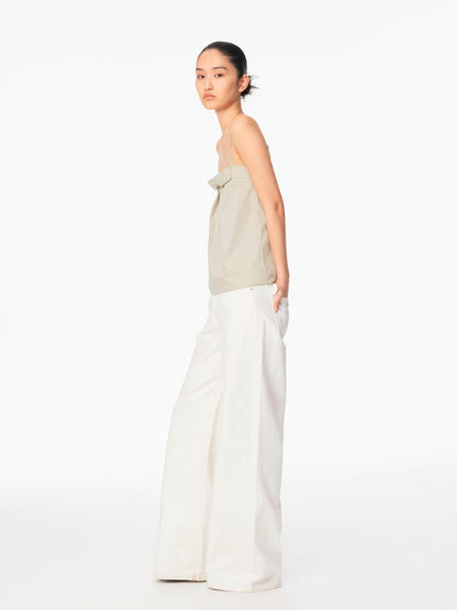 Northbutsouth White Ribbed Paris Button Women&