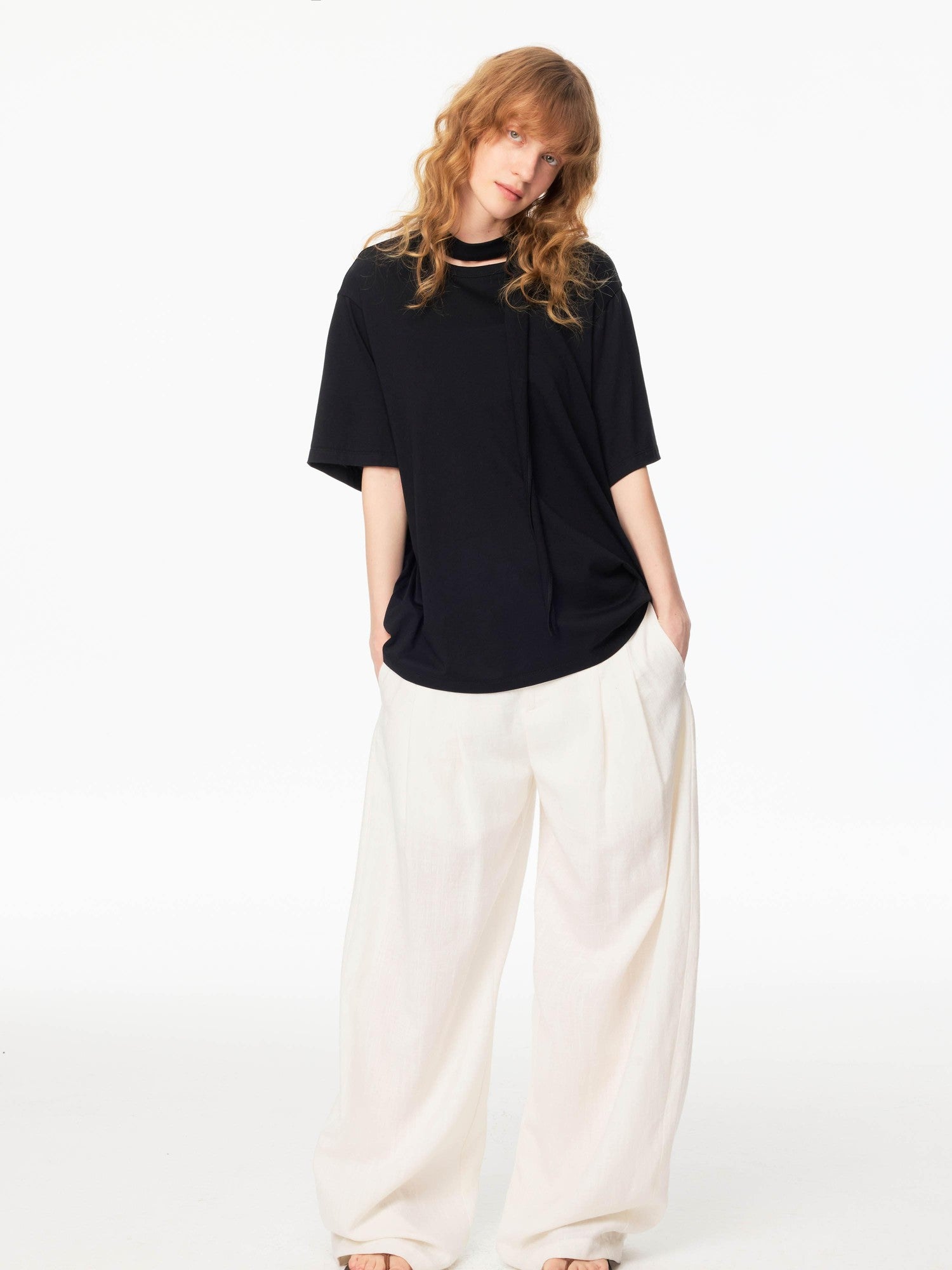 Northbutsouth White Textured Cocoon Mid Low Waist Women&