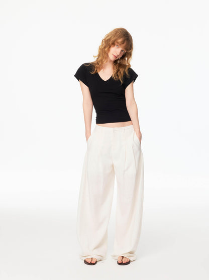 Northbutsouth White Textured Cocoon Mid Low Waist Women&
