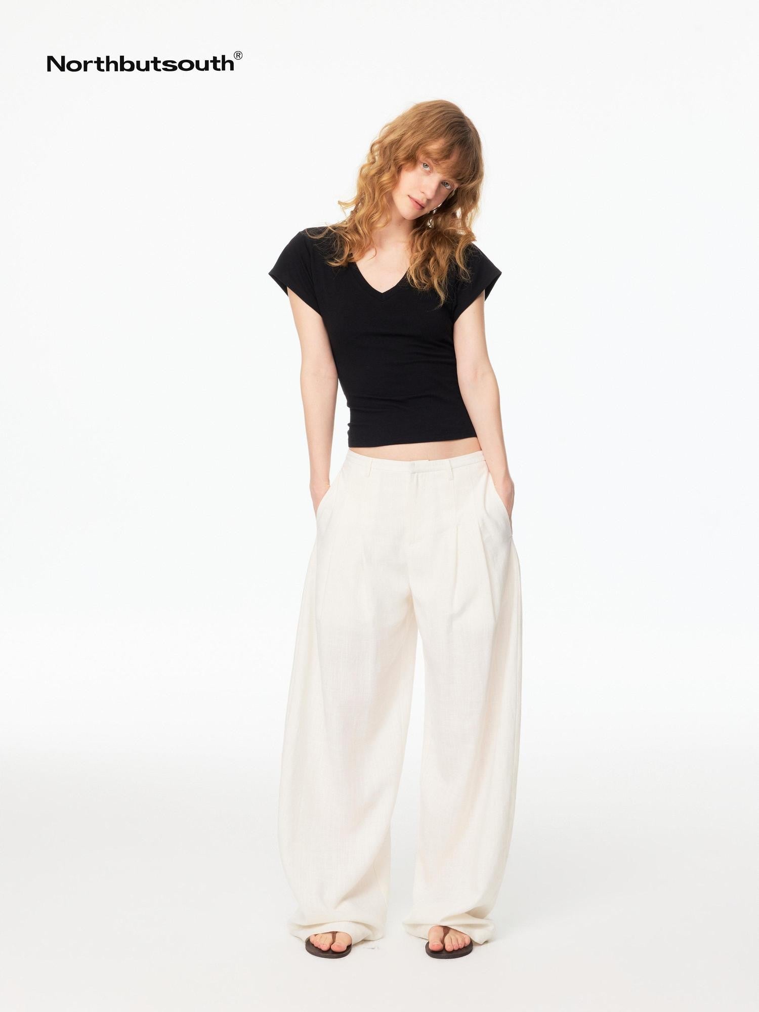 Northbutsouth White Textured Cocoon Mid Low Waist Women&