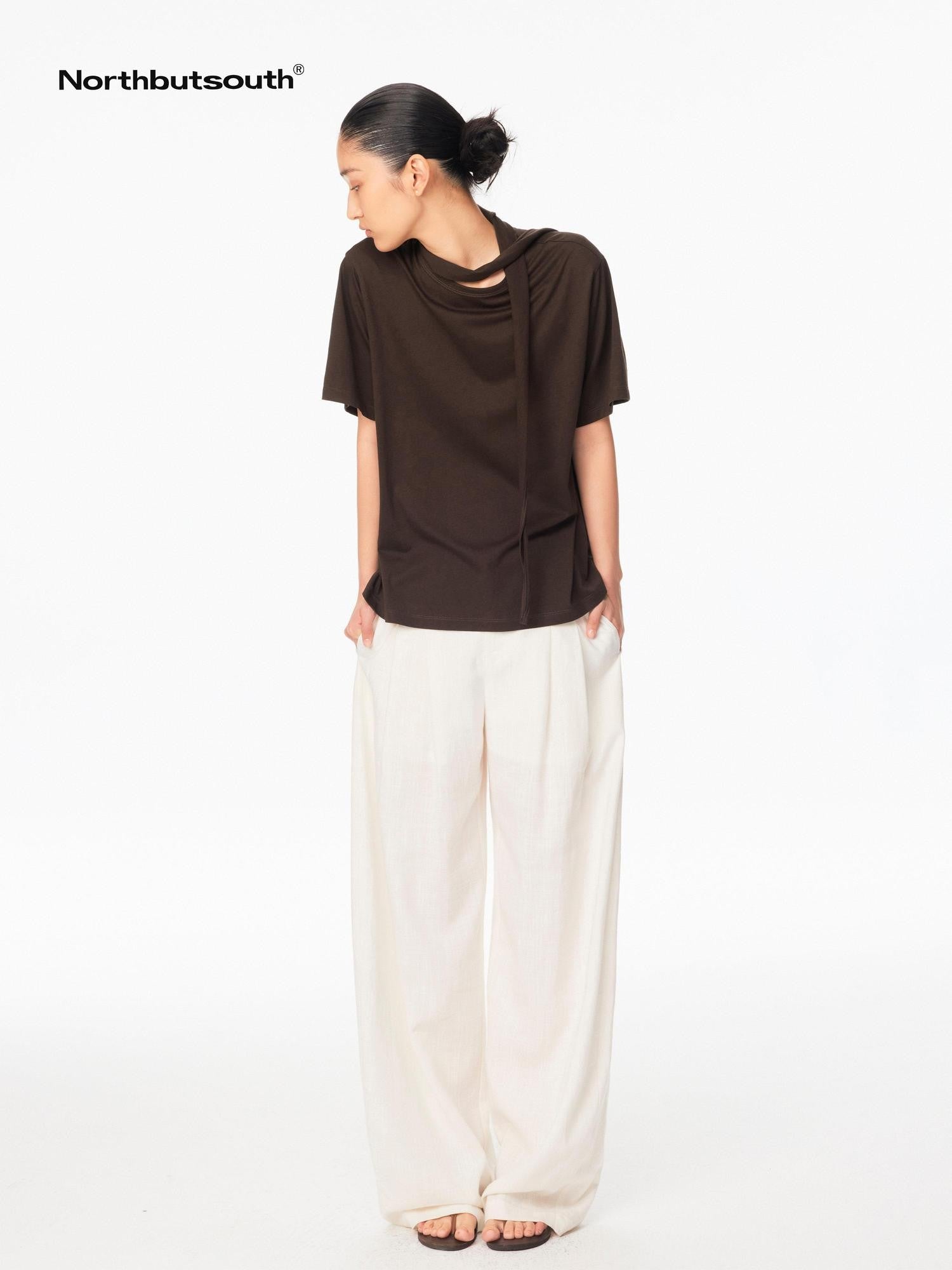 Northbutsouth White Textured Cocoon Mid Low Waist Women&