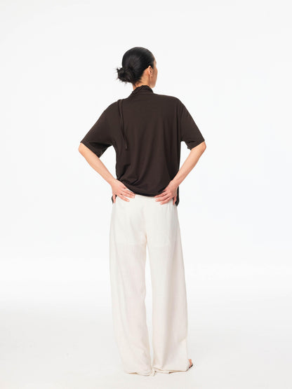 Northbutsouth White Textured Cocoon Mid Low Waist Women&