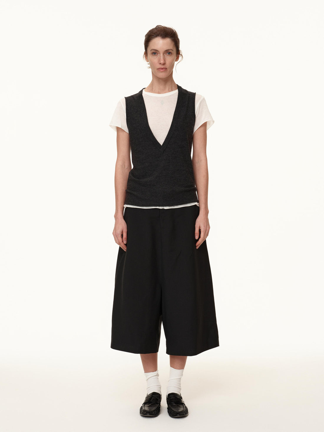 Northbutsouth Wool Blend Wide Leg Cropped Trousers
