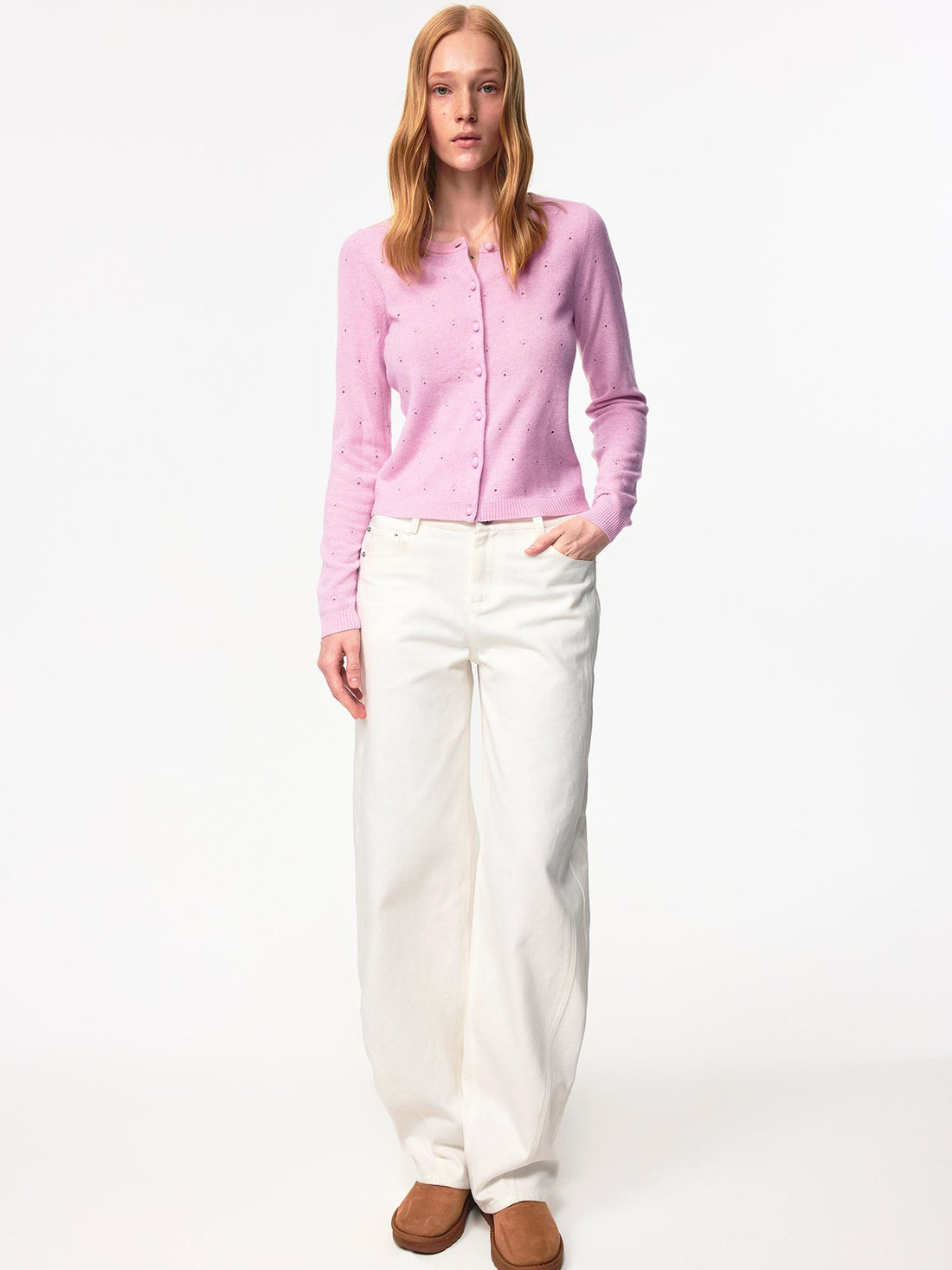 Northbutsouth Wool Dog Paw Lace Knit Cardigan