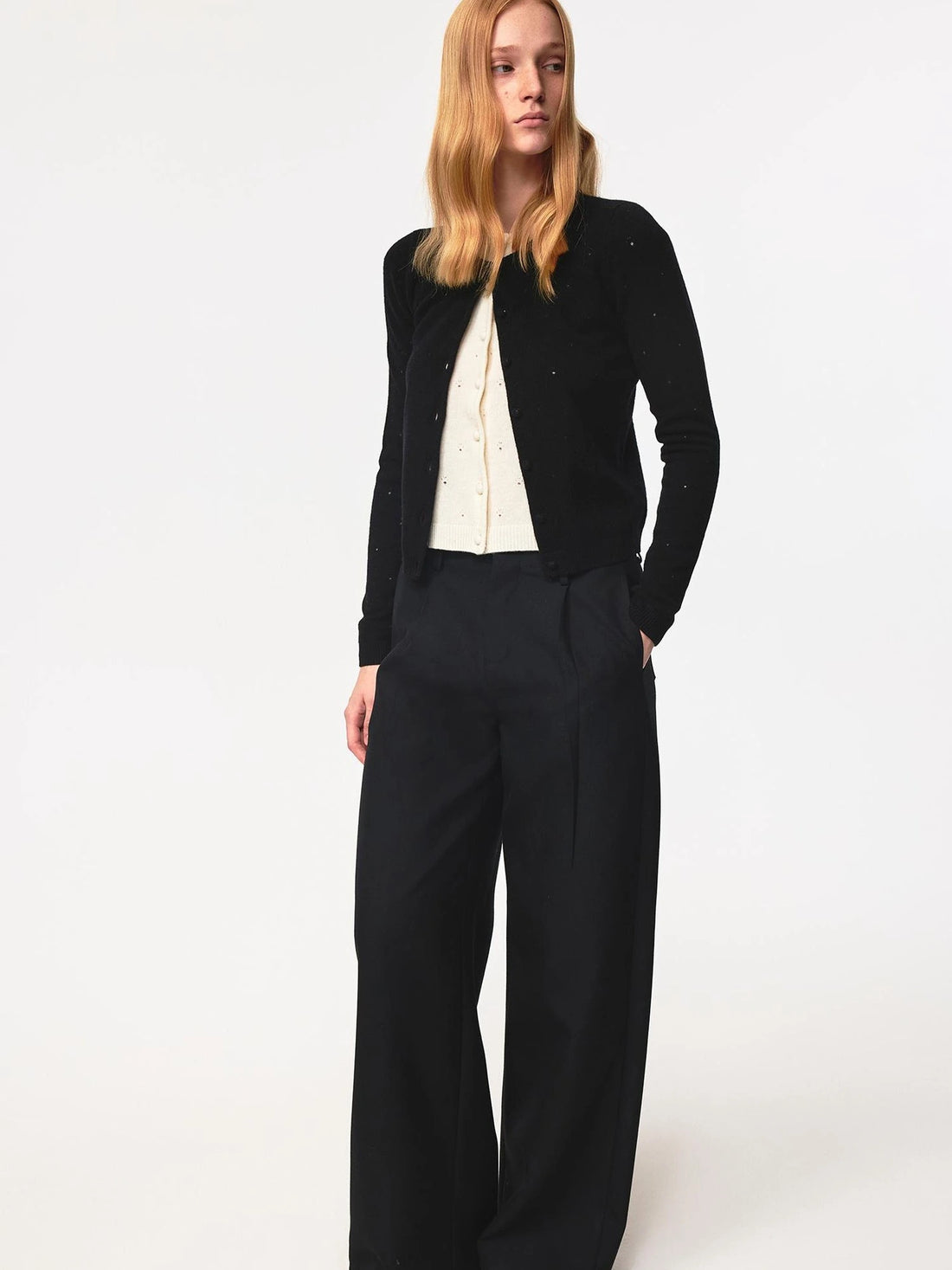 Wool Dog Paw Lace Knit Cardigan