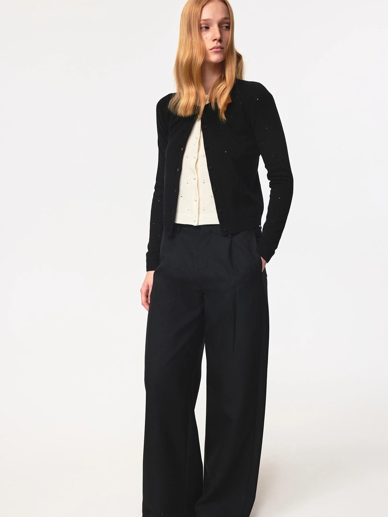 Wool Dog Paw Lace Knit Cardigan