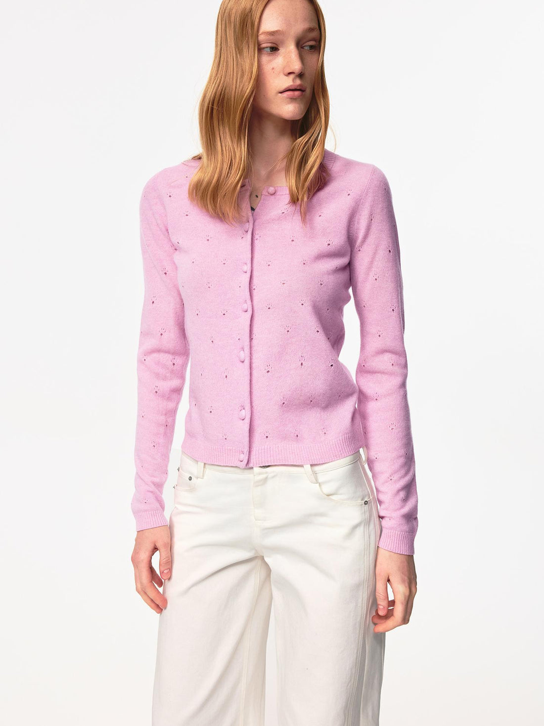 Northbutsouth Wool Dog Paw Lace Knit Cardigan