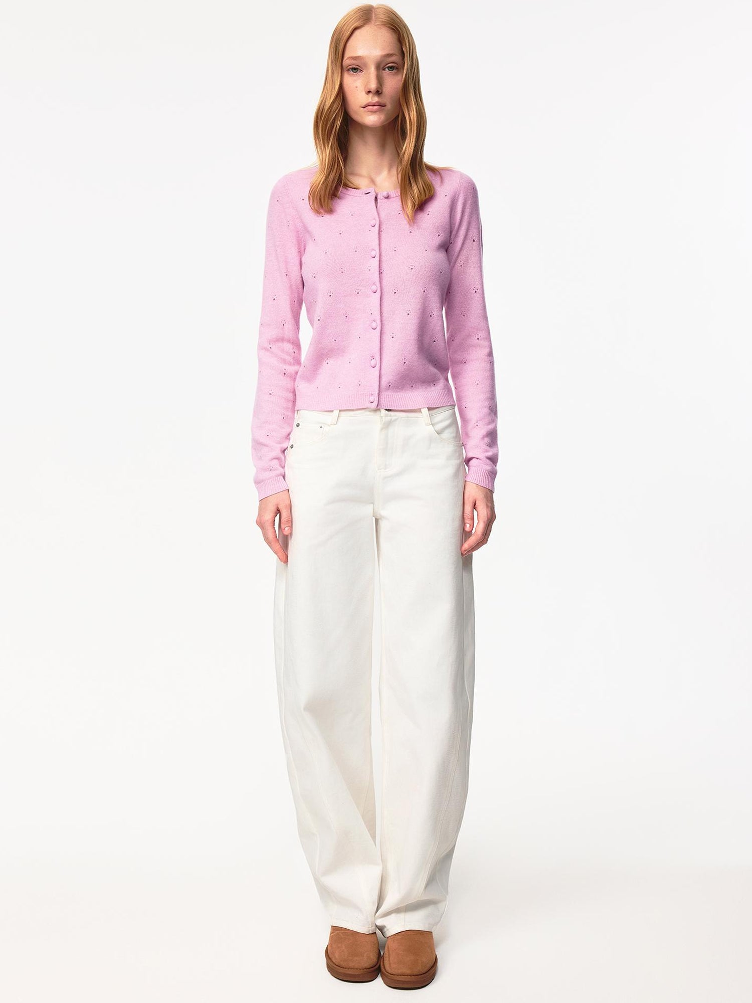 Northbutsouth Wool Dog Paw Lace Knit Cardigan