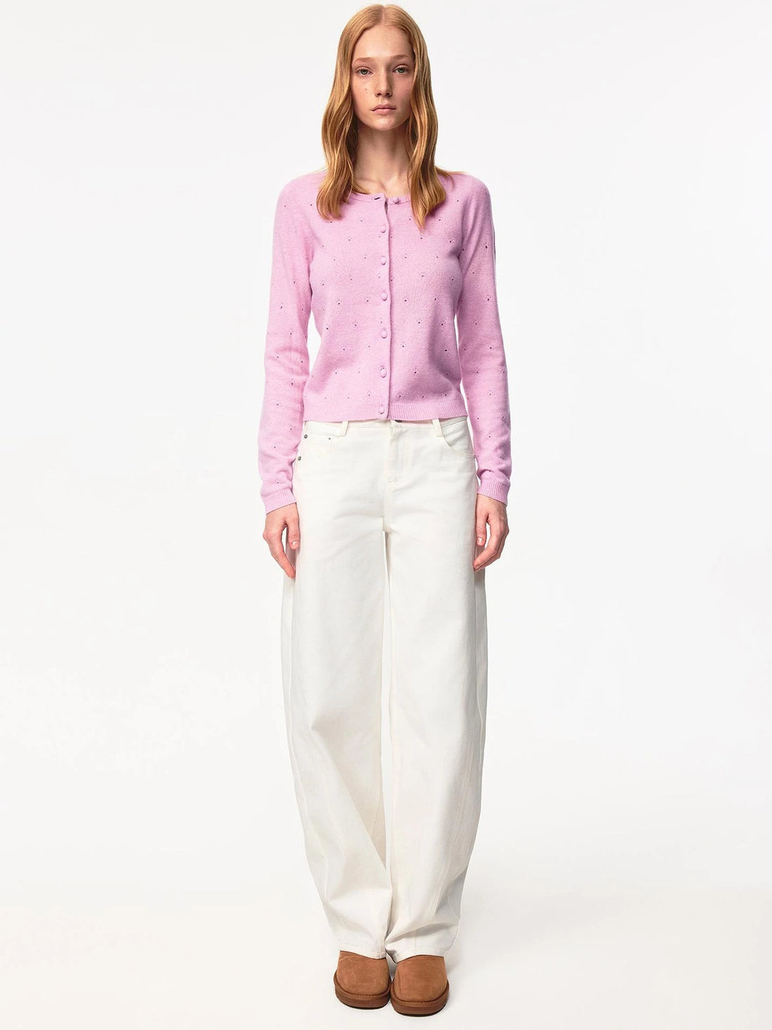 Wool Dog Paw Lace Knit Cardigan