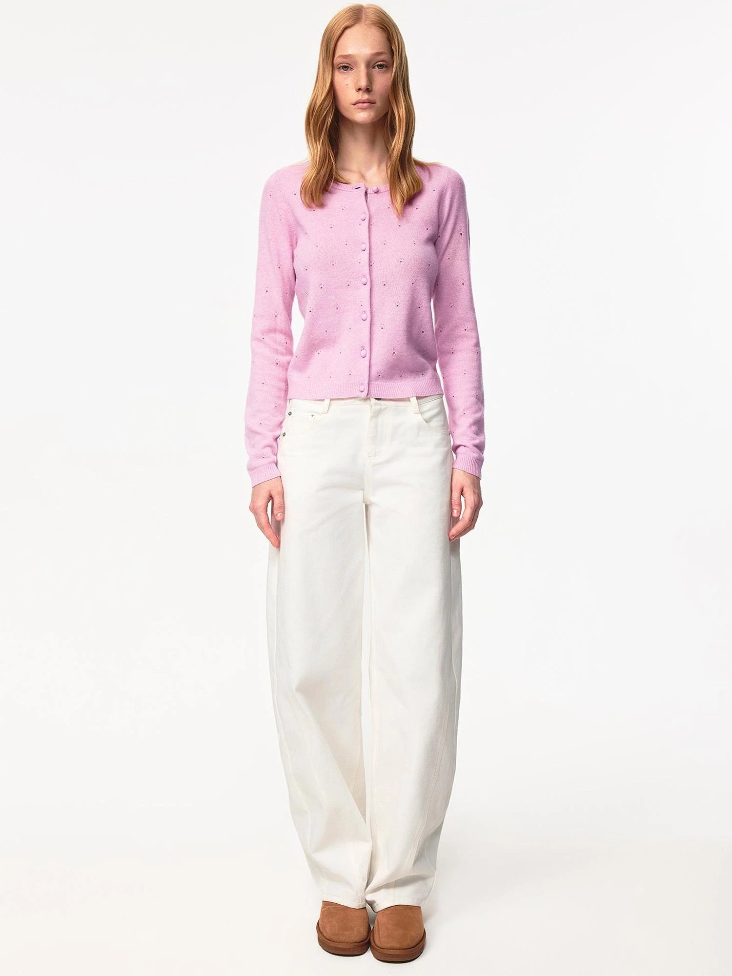 Wool Dog Paw Lace Knit Cardigan