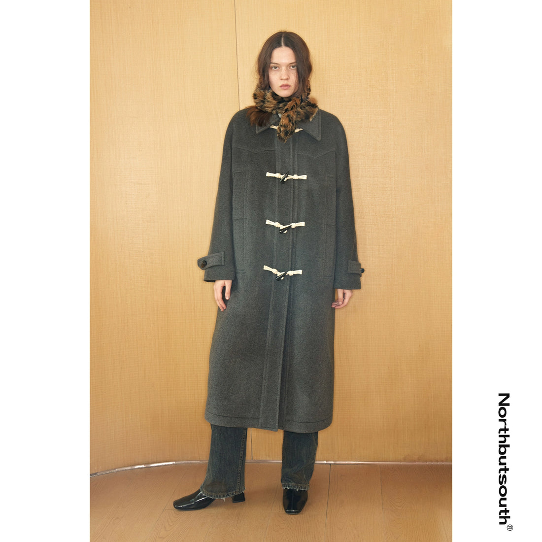 Northbutsouth Wool Duffle Coat Long Double Breasted Toggle MISSTT