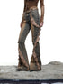 Distressed Denim Flared Pants With Cape Detailing