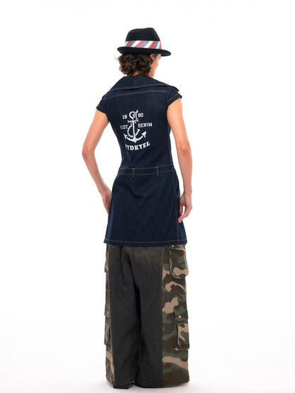 3d Camo Print Chain Studded Low Crotch Cargo Pants