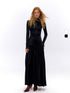 NyDkyel Acetate Knit A Line Bodycon Dress V-neck T-shirt Long Sleeve