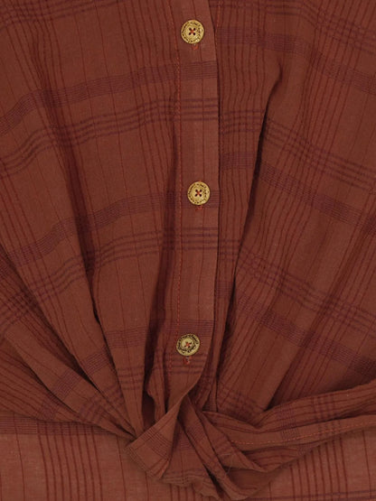 Adjustable Sunshade Shirt With Twist Detail In Cotton Linen Blend