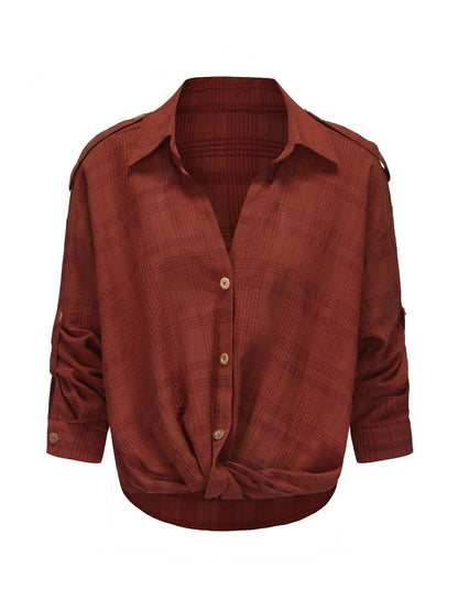 Adjustable Sunshade Shirt With Twist Detail In Cotton Linen Blend