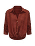 Adjustable Sunshade Shirt With Twist Detail In Cotton Linen Blend