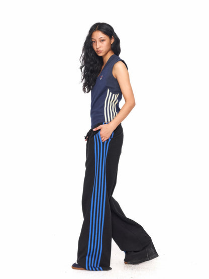 NyDkyel Anchor Embroidery Contrast Tape Striped Women&
