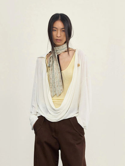 Arc Drape Neck Knit Top Two Ways