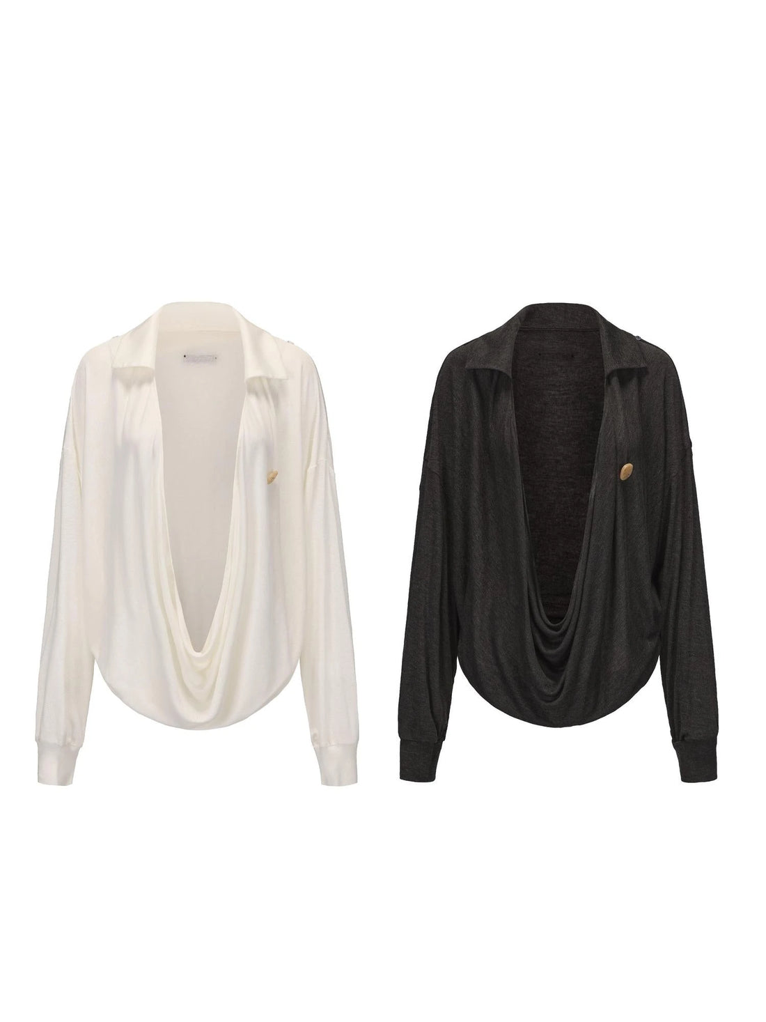 Arc Drape Neck Knit Top Two Ways