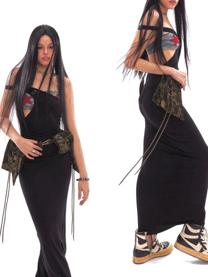 Asymmetric Camo Strapless Multi Way Mini Dress