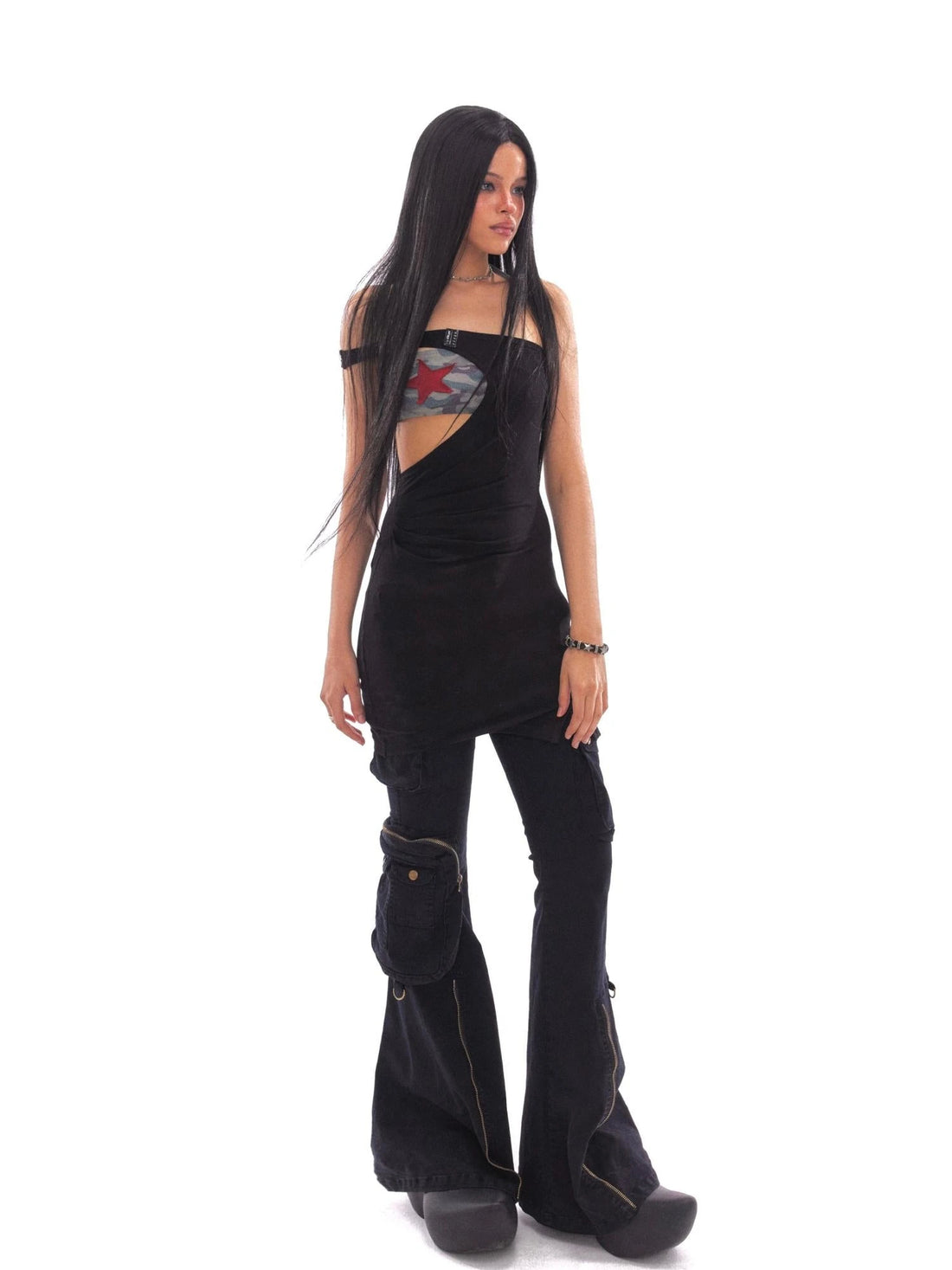 Asymmetric Camo Strapless Multi Way Mini Dress