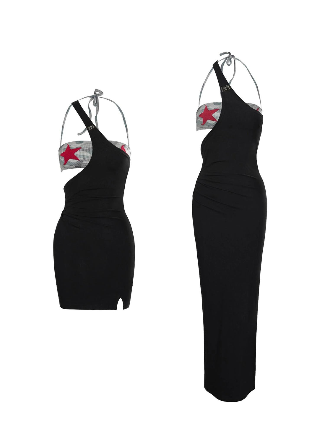 Asymmetric Camo Strapless Multi Way Mini Dress