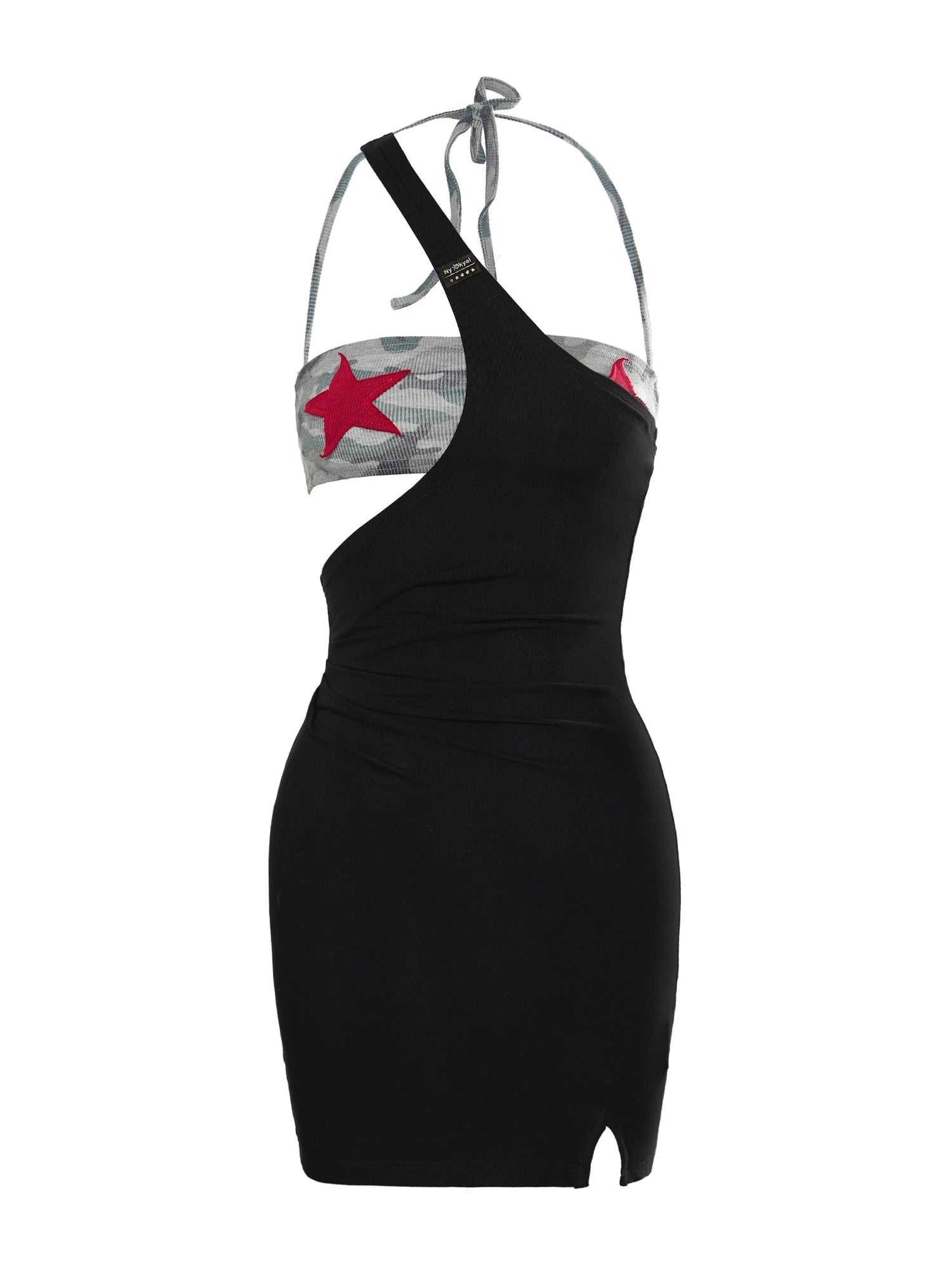 Asymmetric Camo Strapless Multi Way Mini Dress