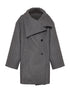 Asymmetric Placket Wool Blend Cape Coat