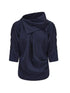 Asymmetric Pleated Linen Blend Shirt with Adjustable Neckline