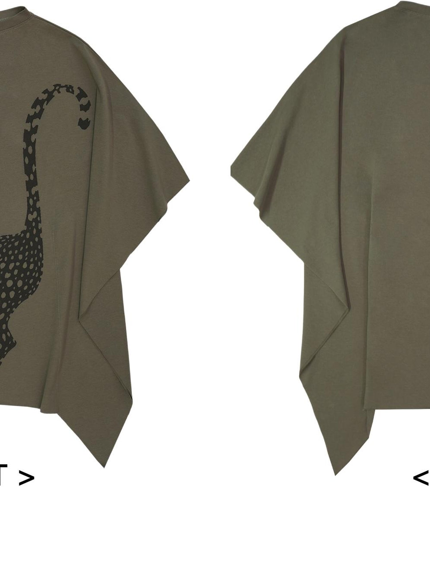 NyDkyel Asymmetric Slash Neck Tribal Leopard Print Tee