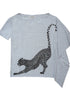 Asymmetric Slash Neck Tribal Leopard Print Tee