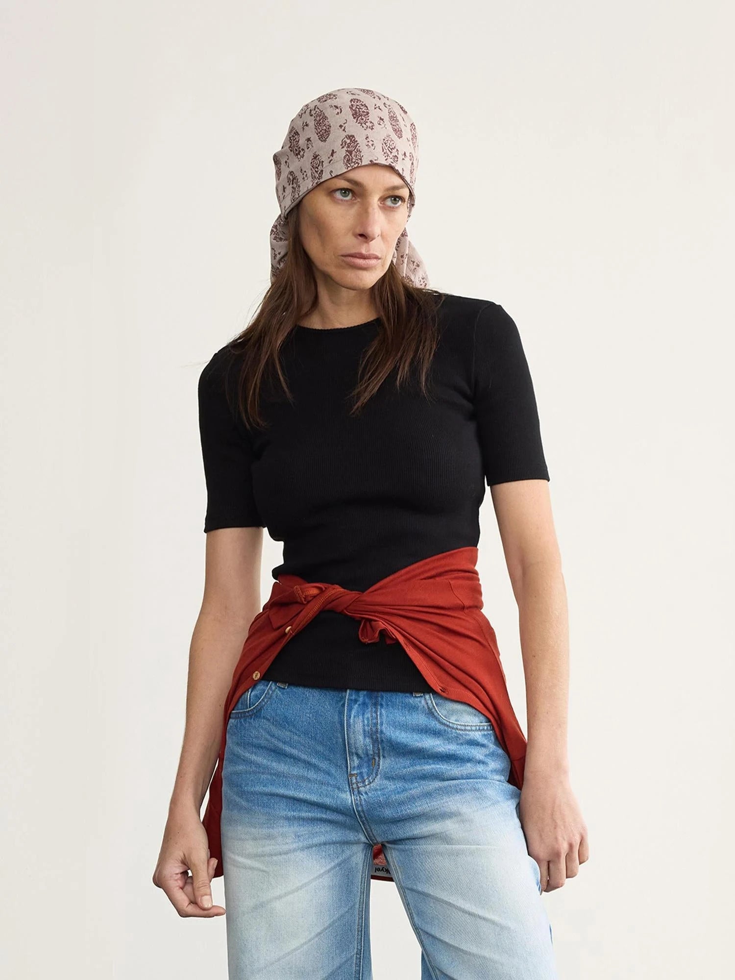 Back Tied Ribbed Knit Tee