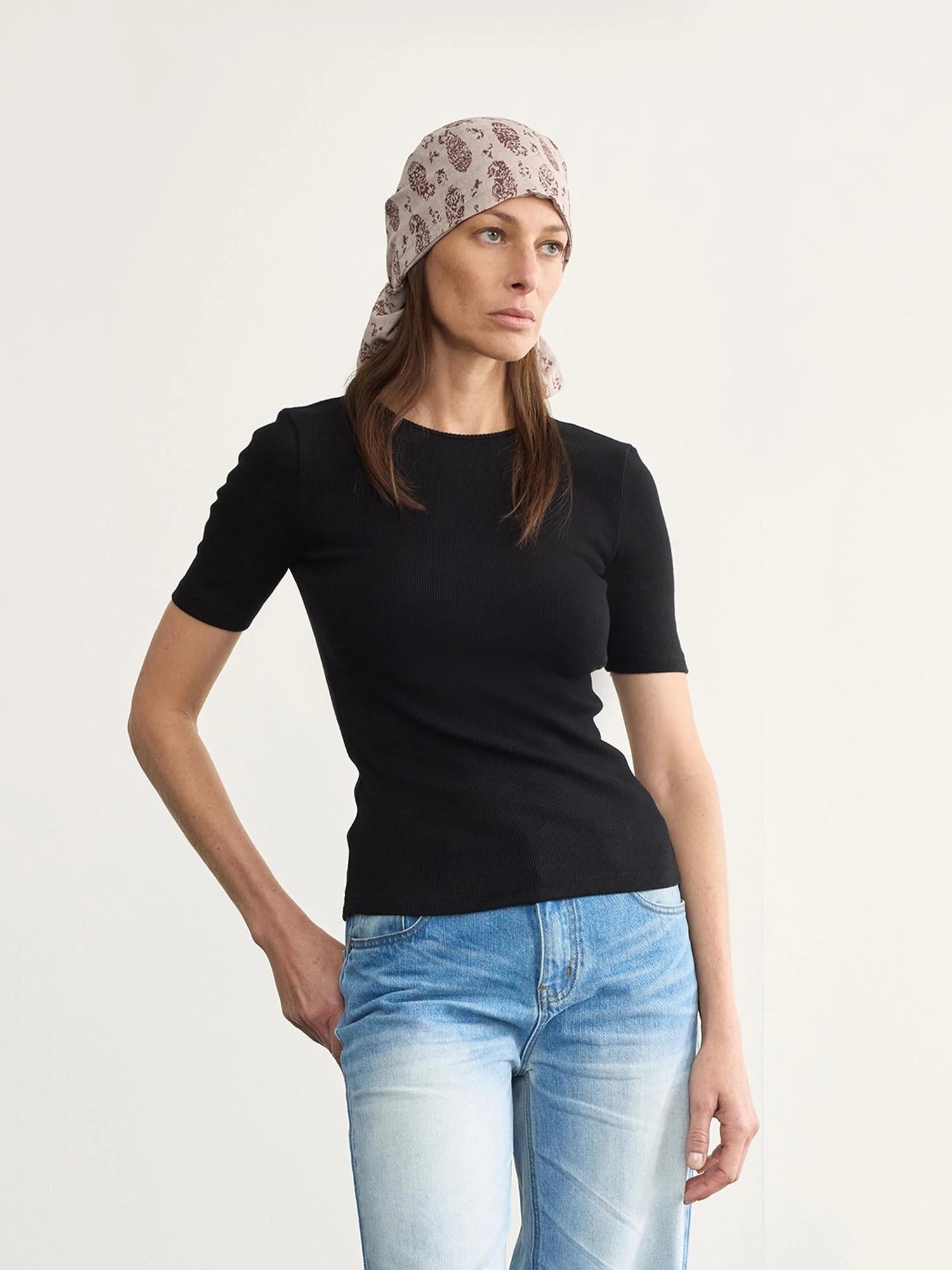 Back Tied Ribbed Knit Tee