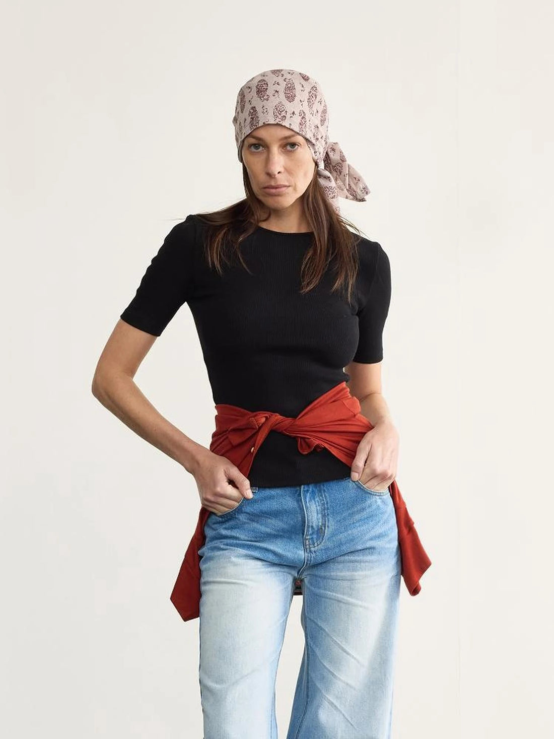 Back Tied Ribbed Knit Tee
