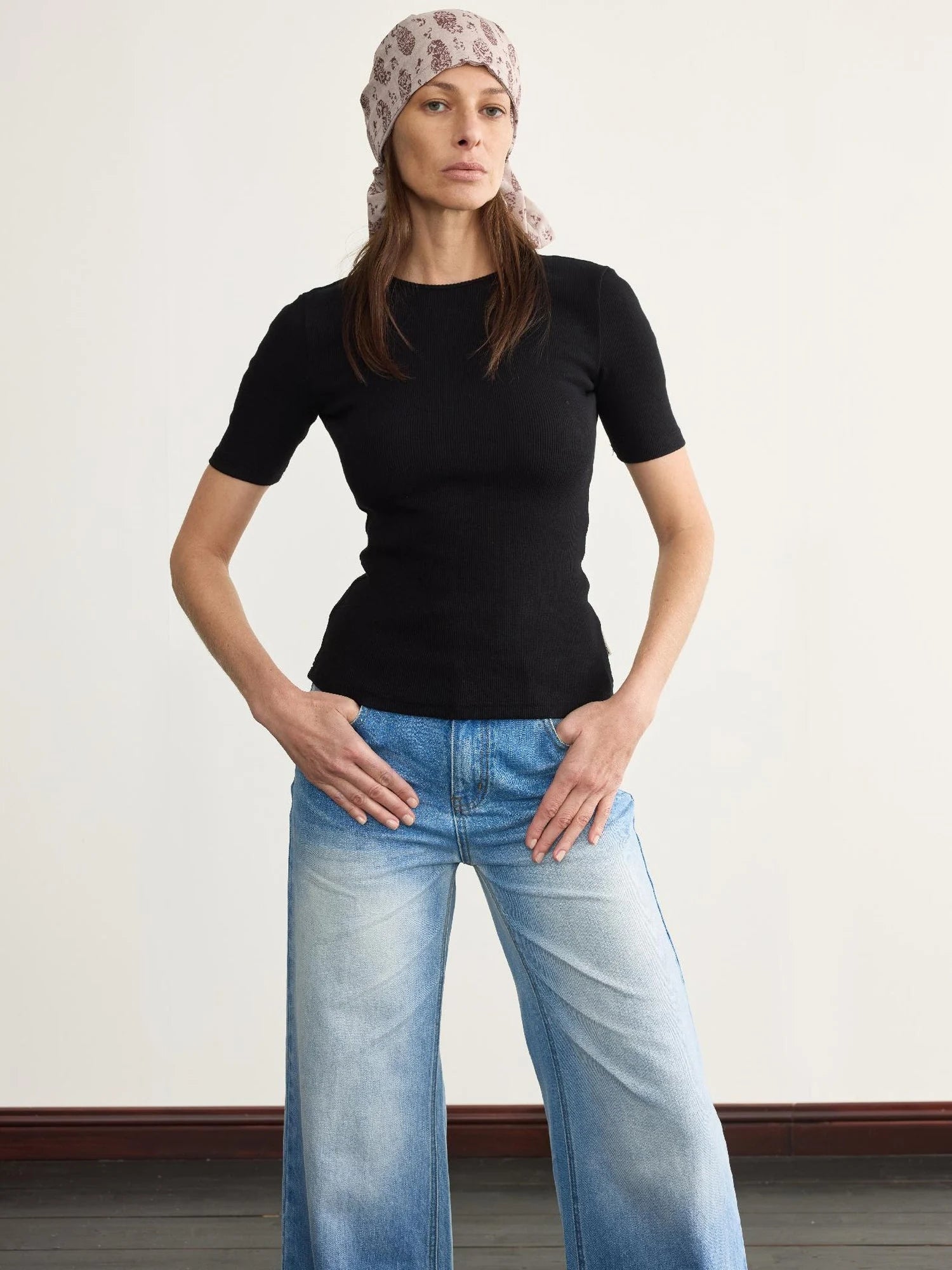 Back Tied Ribbed Knit Tee