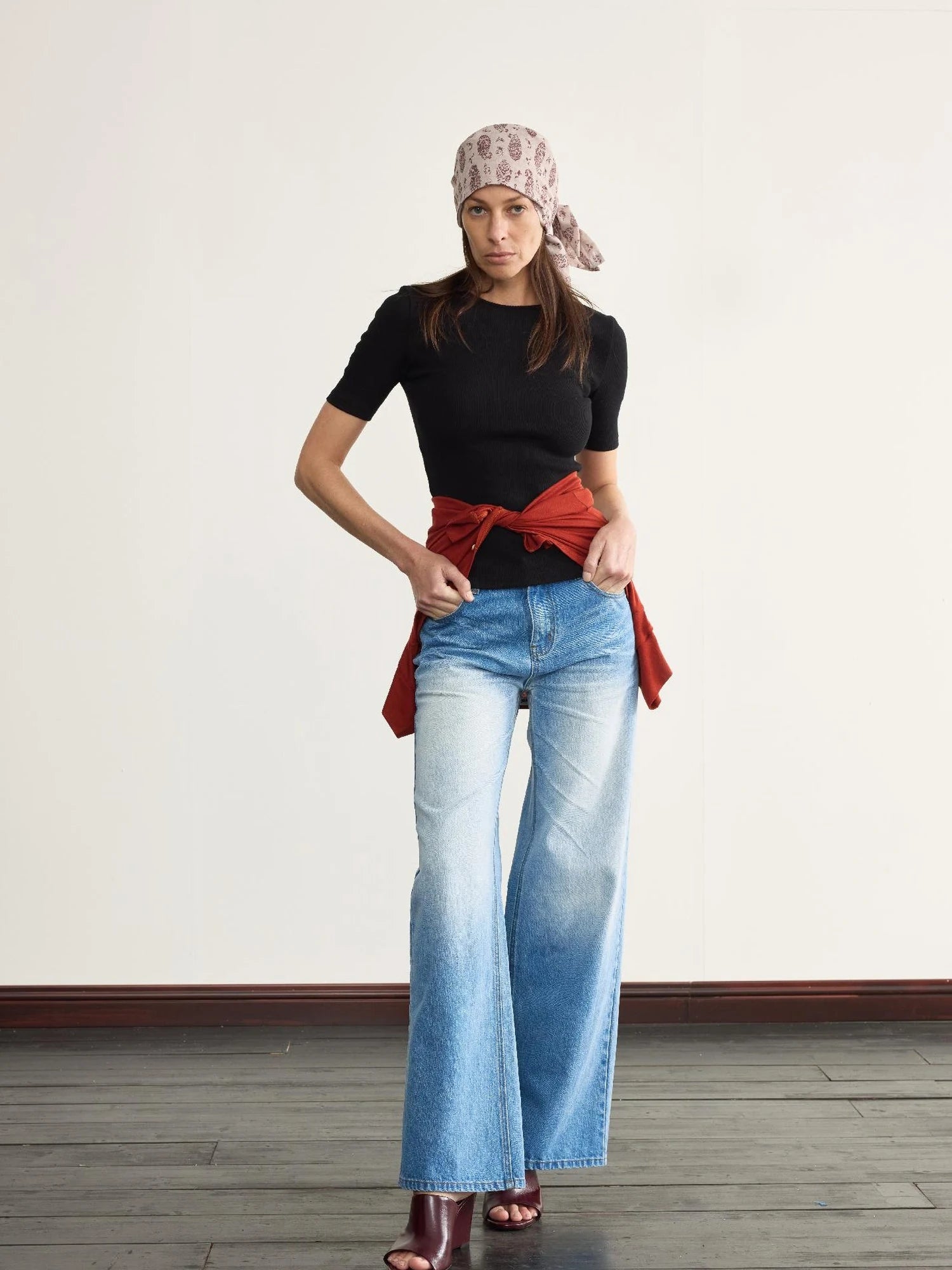 Back Tied Ribbed Knit Tee