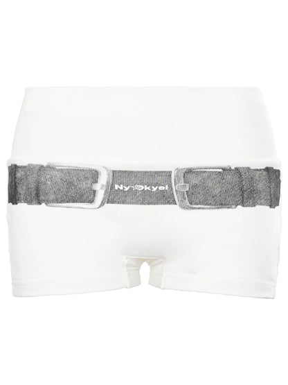 Belt Print Low Waist Shorts Set In Sorona Knit