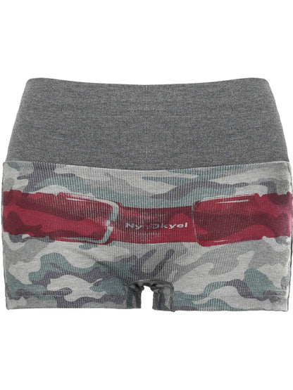 Belt Print Low Waist Shorts Set In Sorona Knit