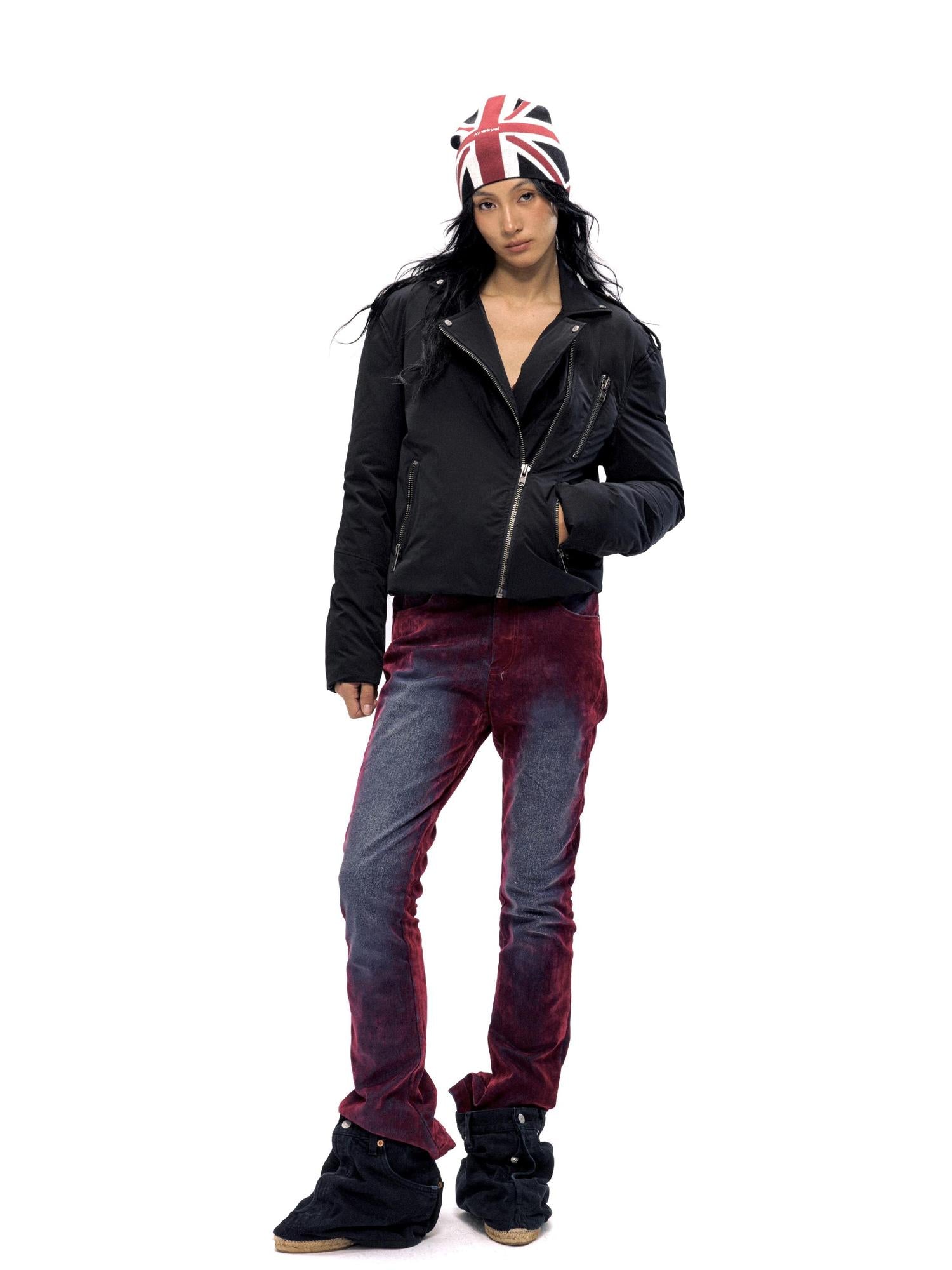 NyDkyel Biker Zip Up Short Quilted Jacket