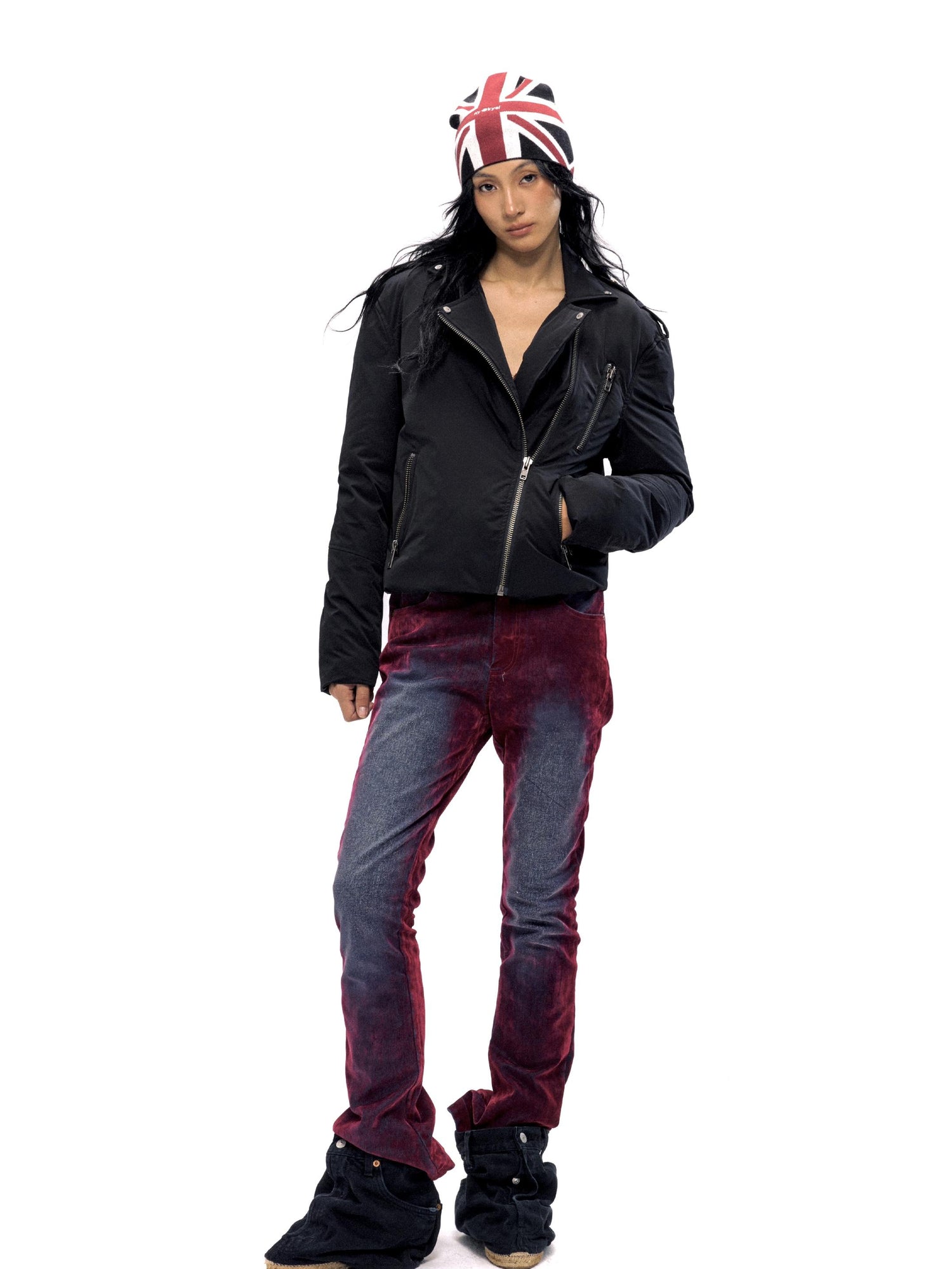NyDkyel Biker Zip Up Short Quilted Jacket