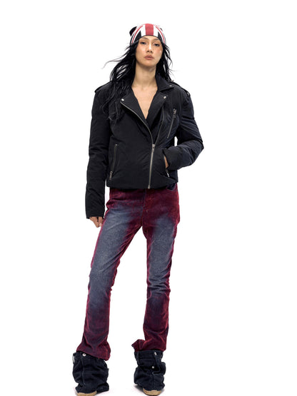 NyDkyel Biker Zip Up Short Quilted Jacket